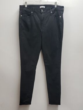 Good American Good Legs Wax Coated Skinny Jeans Women's Size 16 In Black